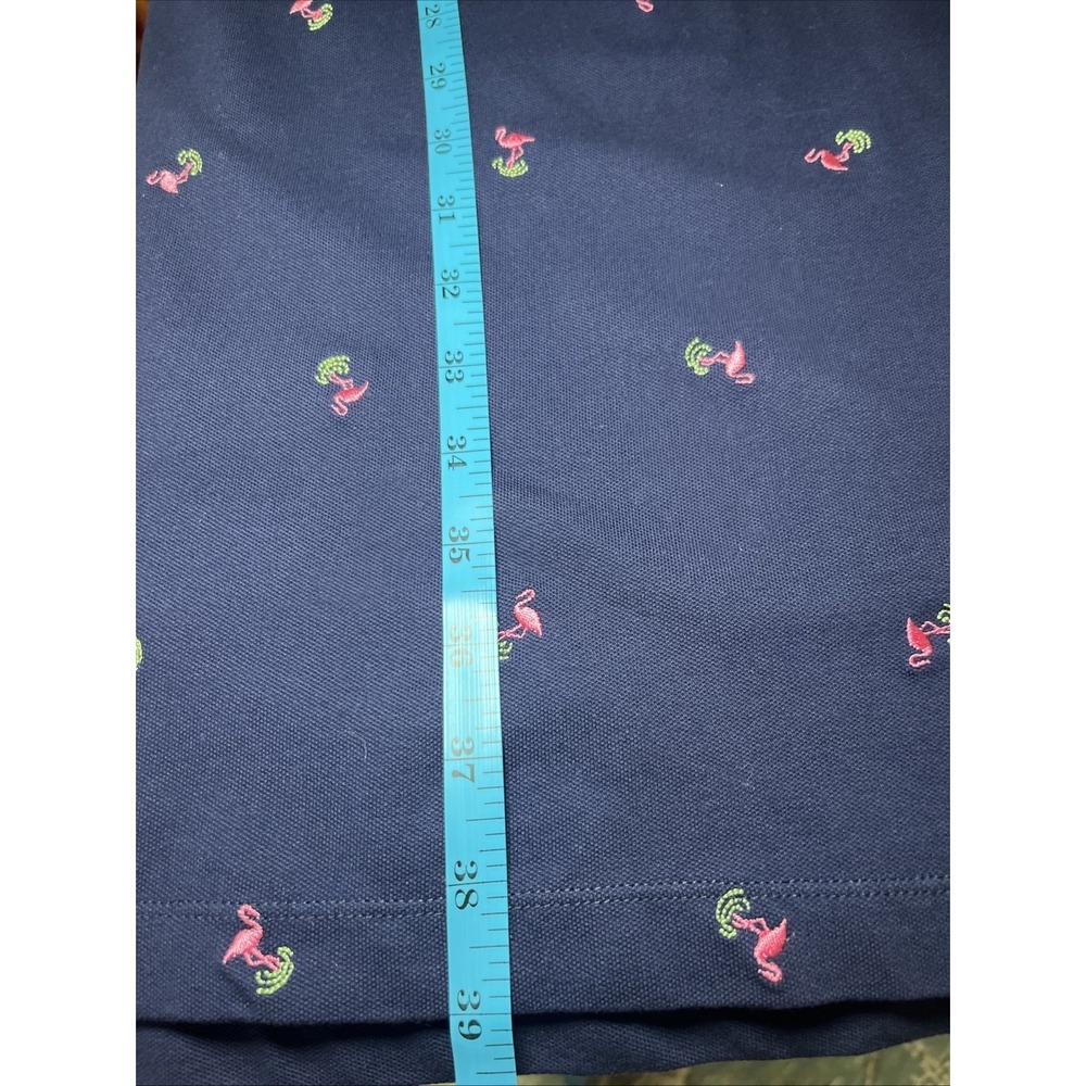 Talbots Polo Dress Womens L Blue Flamingo Embroidered AOP All Over Buttons - Picture 7 of 8
